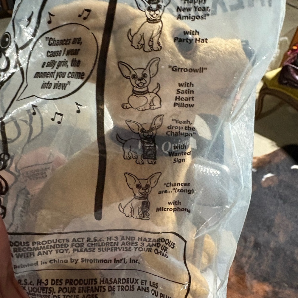 Taco Bell Talking Chihuahua Dog Singing With Microphone Vintage New Original Bag